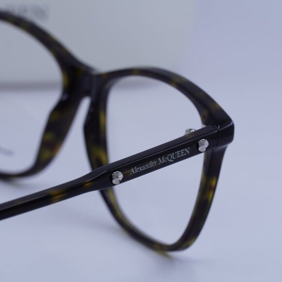 Alexander McQueen AM0191O 002 Square Eyeglasses 54mm - Havana - Picture 8 of 9